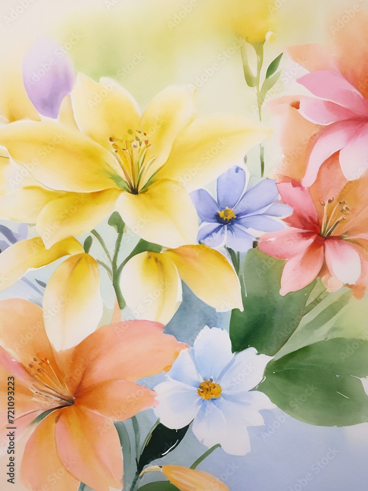 water color colorful flower background 1