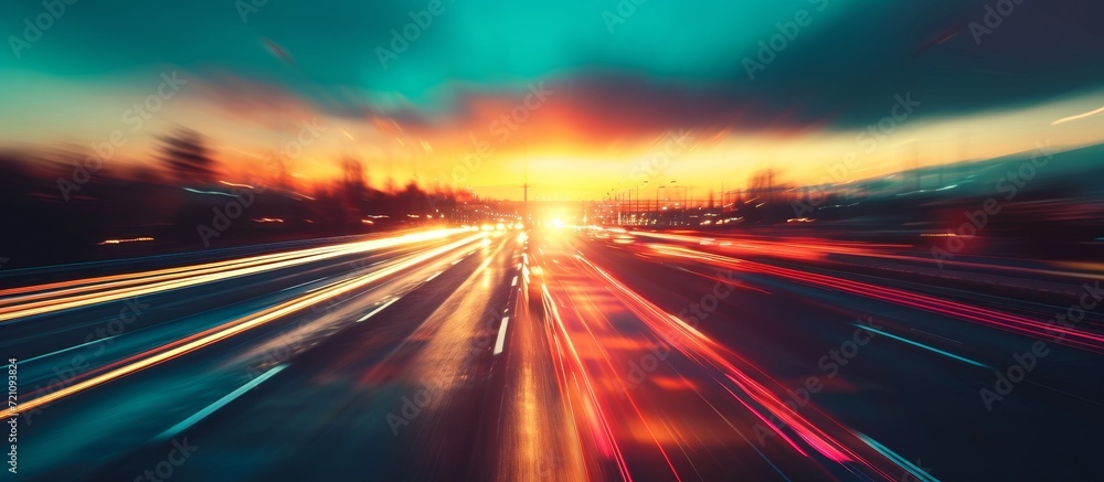 Blurred Soft Tollway at Sunset for Background - A Captivating Blurred Soft Tollway at Sunset Perfect for Mesmerizing Background