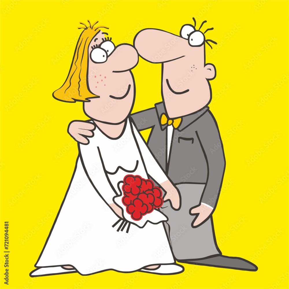 Bride and groom, wedding greeting card, valentine's day wishes, people, pair, couple, vector picture Bride and groom, wedding greeting card, valentine's day wishes, people, pair, couple, vector picture