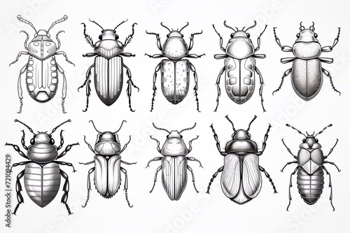 Bugs Vector line art illustration coloring page on white © Ирина Курмаева