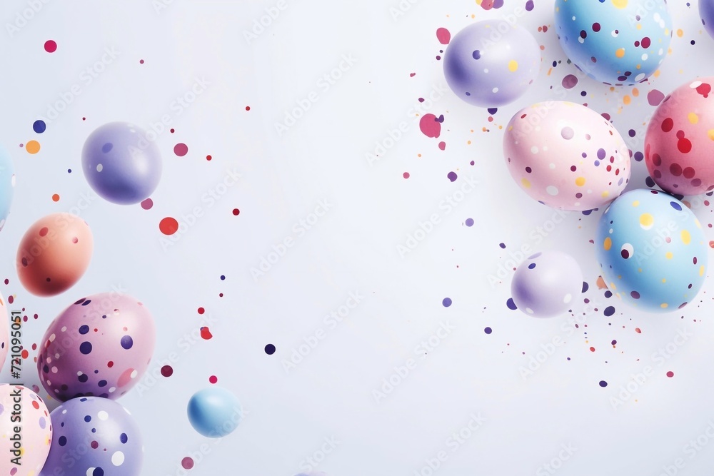 Creative minimal concept. Easter day. Polka dot eggs splashed with paint explosion isolated on background. view, mock up, copy space. view
Creative minimal concept. Easter day. Polka dot eggs splashed with paint explosion isolated on background. view, mock up, copy space. view