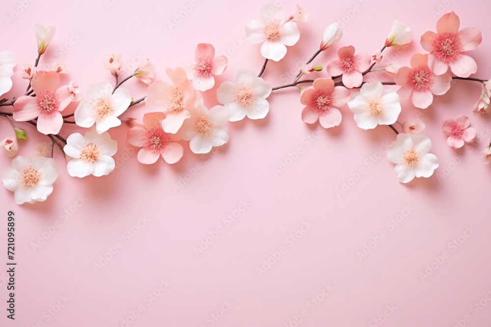
fresh beautiful spring flowers on paper background