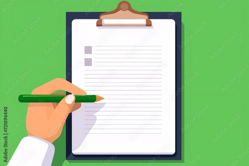 Hands holding a clipboard with a checklist with green checkmarks and a ...