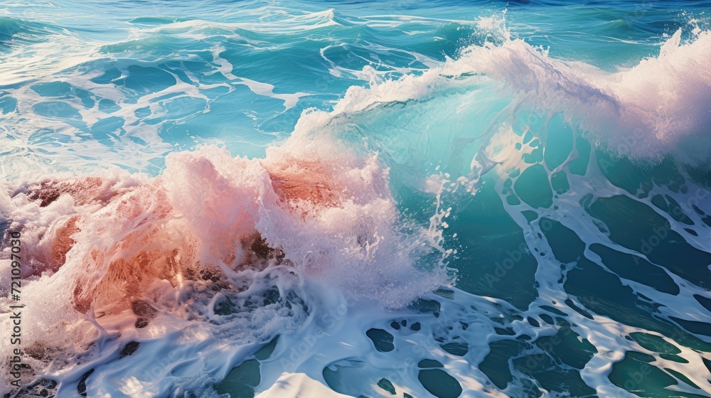 Water sea surface pastel pink blue sea frantic close up photo