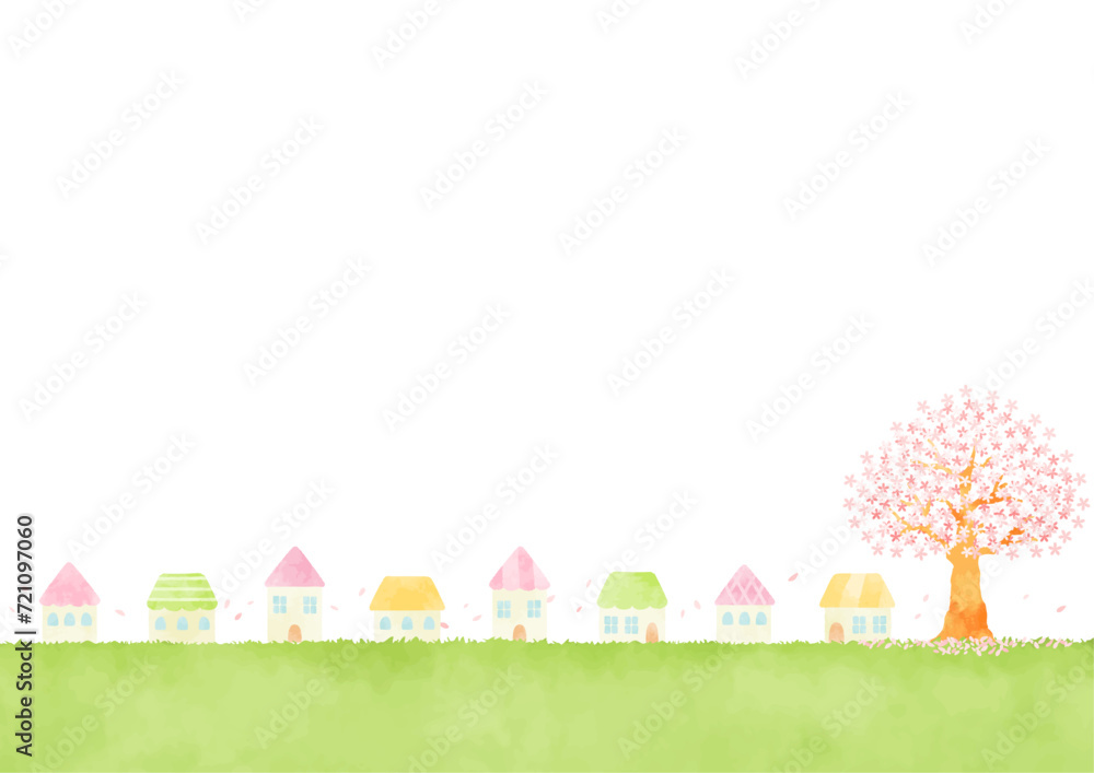 春の町並みイラスト 春の町並みイラスト