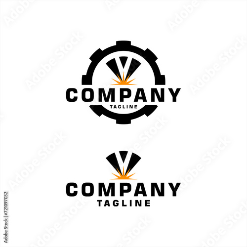 Laser Cutting logo design, laser cutting vector, vintage laser cutting
