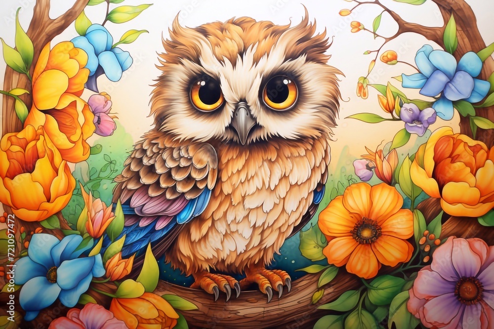 Owlet. Cute coloring book for kids
