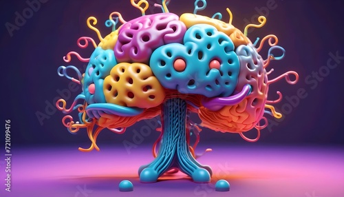 Cross section of the human brain, showcasing different regions and their functions, surrounded by neural connections ai generated