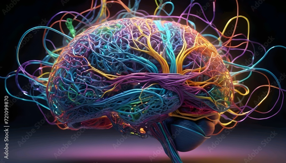 Cross section of the human brain, showcasing different regions and ...