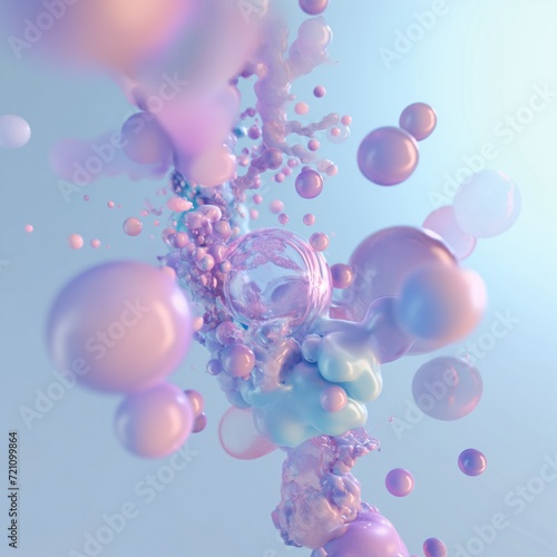 beautiful fluid and flowing form bubble shapes on pastel background