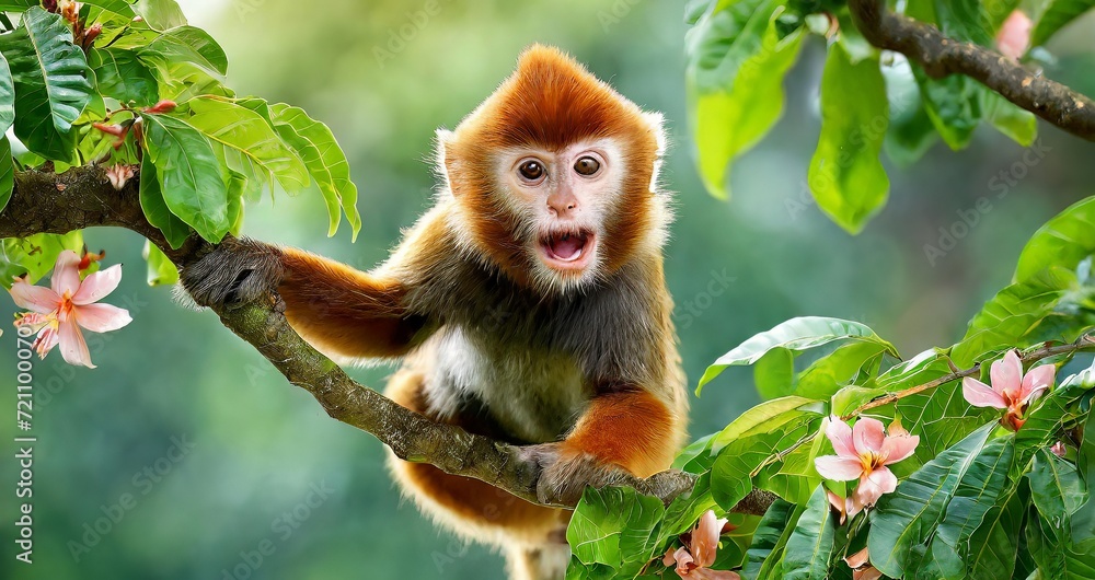 Fototapeta premium Ai generated monkey in the jungle ,monkey , animals