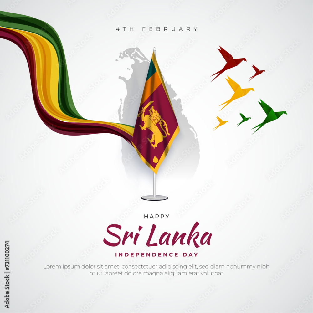 Sri Lanka Independence Day Post and Greeting Card. Happy Independence
