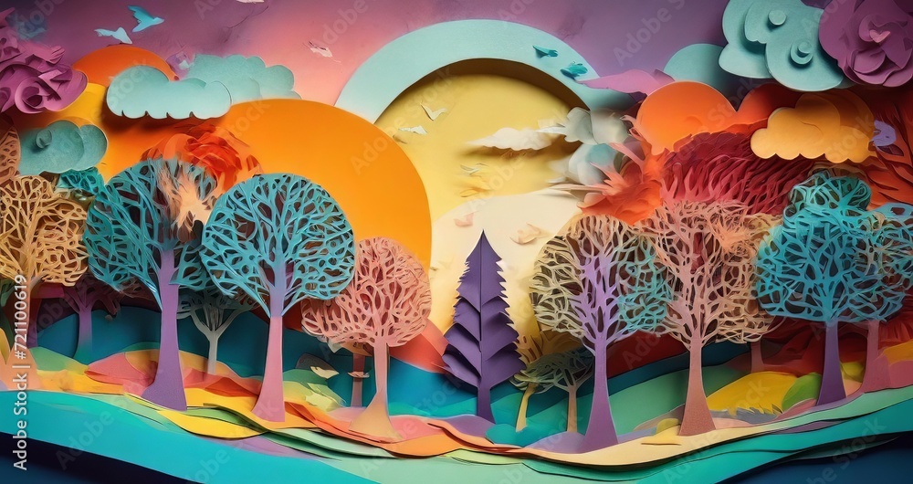 Ai generated colorful dreamscape paper
