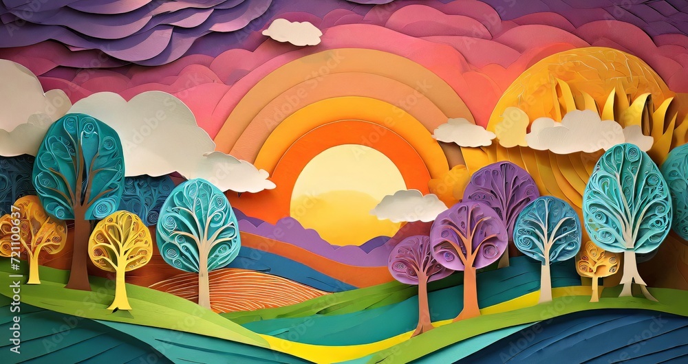 Ai generated colorful dreamscape paper