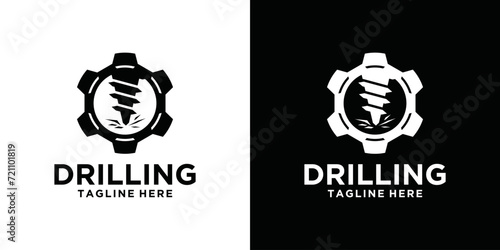Design logo template for drill logo. oil drilling and other drilling industries. combination of drill elements