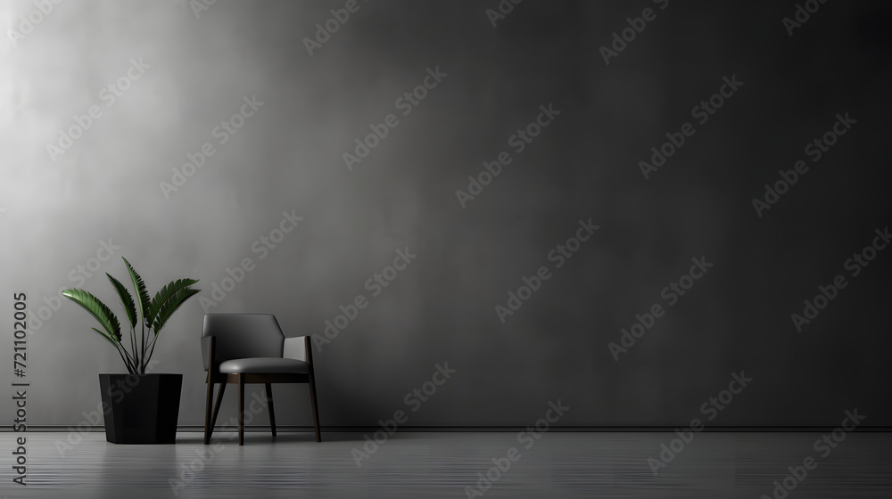 Black chair in a room with a flower Black chair in a room with a flower