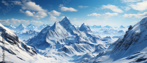 Majestic Snow-Covered Mountain Peaks