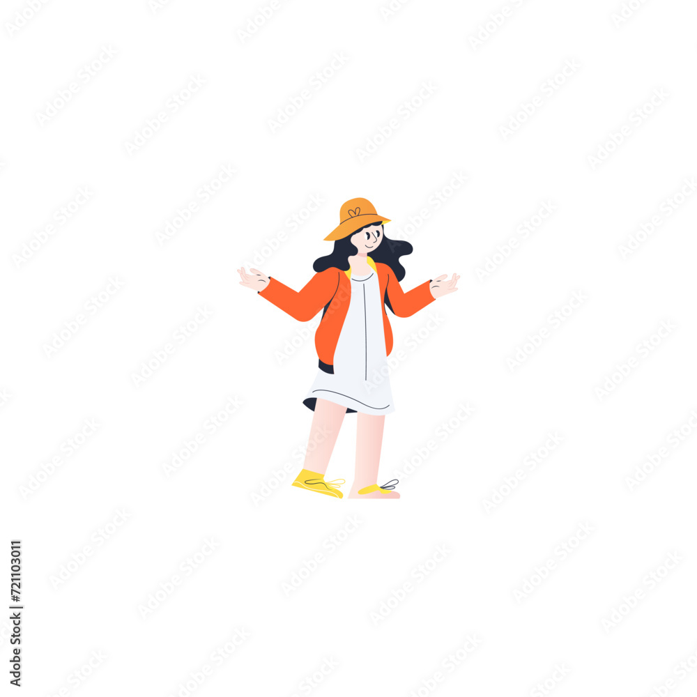 pose of person in orange jacket person pose of person in orange jacket person