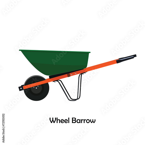 Wheel barrow color illustration flat vector. Work tool. DIY tool.