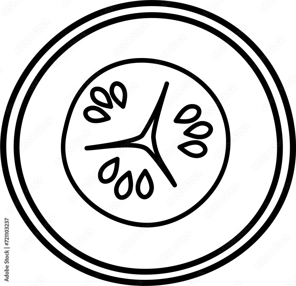 Obraz premium cucumber slice cartoon lineart