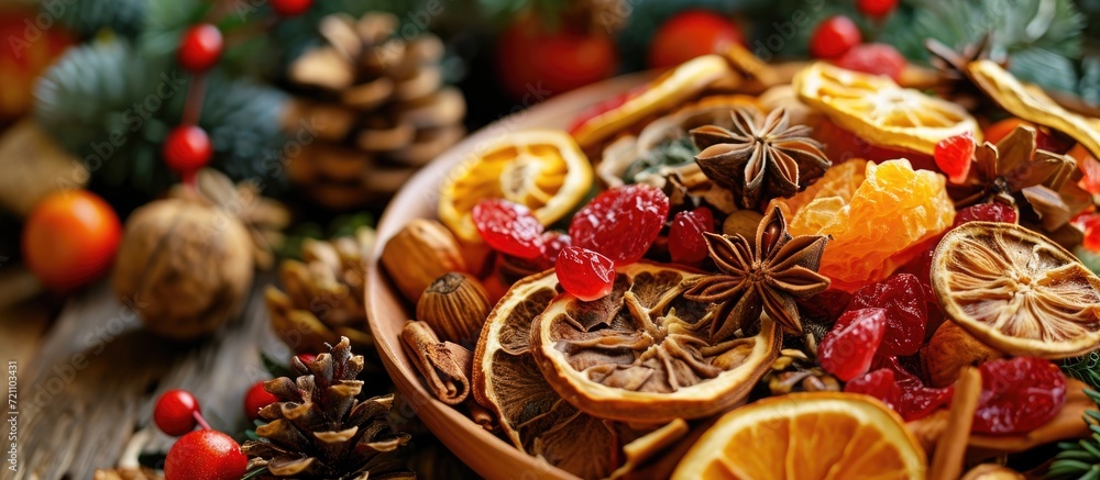 Use dried fruits as natural house decoration for the holidays.