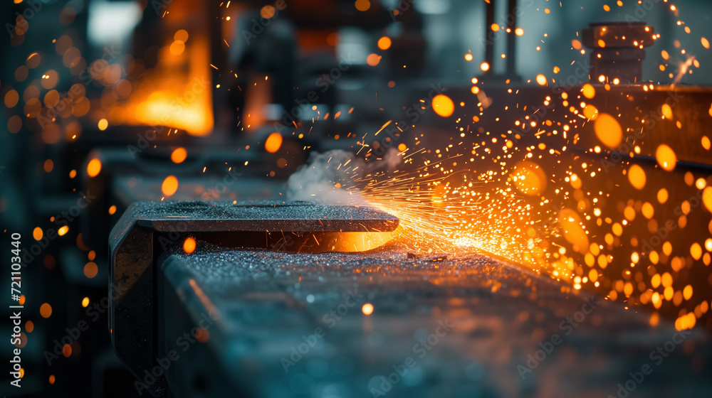 Sparks flying from metalwork in a workshop. Sparks flying from metalwork in a workshop.