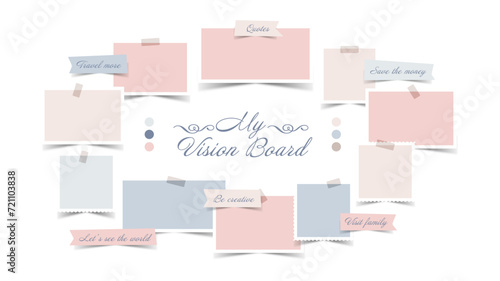 Vector photo collage template moodboard pictures grids vector illustration, vision board	