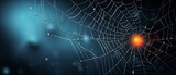 Luminous Spider Web on Dark Background