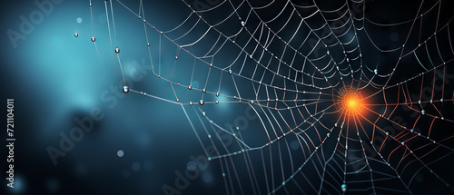 Luminous Spider Web on Dark Background