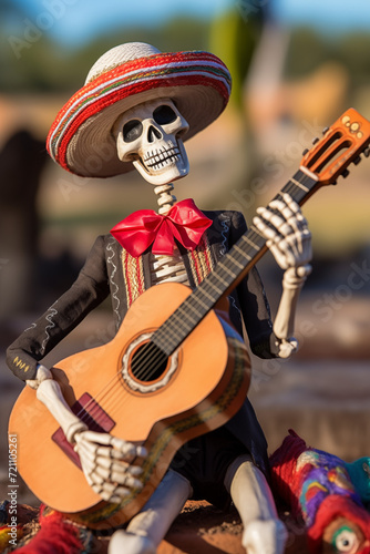 Mexican skeleton playing guitar, funko pop