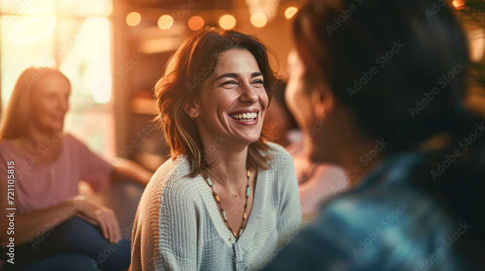 Professional therapists conduct an open group session and a comforting smile, emphasizing the importance of mental health and counseling. Professional therapists conduct an open group session and a comforting smile, emphasizing the importance of mental health and counseling.