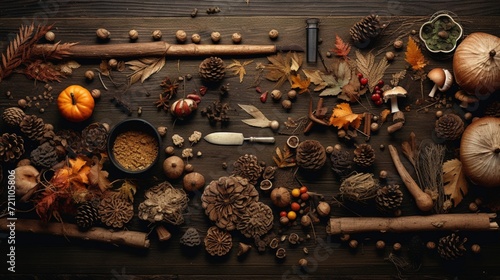 Charm of Fall  Rustic Flat Lay Composition