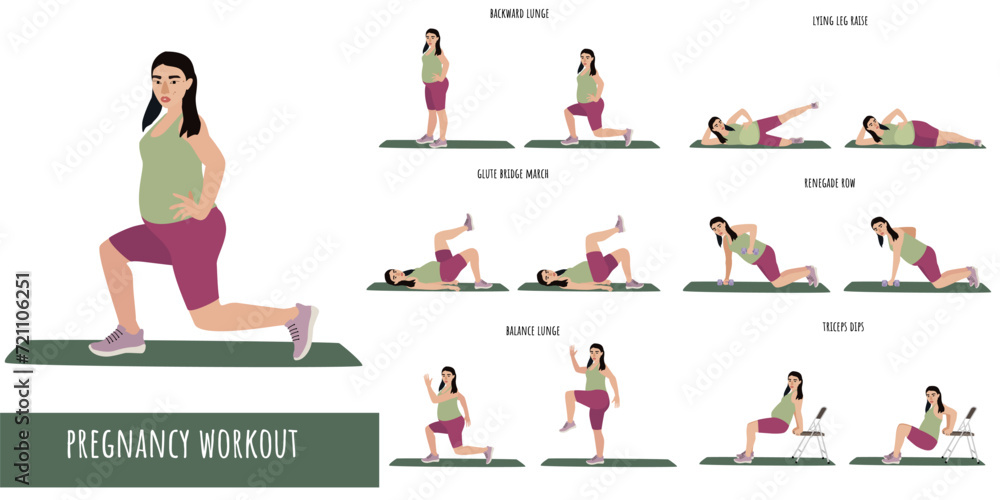 Asian pregnant woman fitness workout set