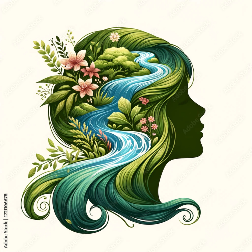 girl with a flower:Nature's Embrace girl with a flower:Nature's Embrace