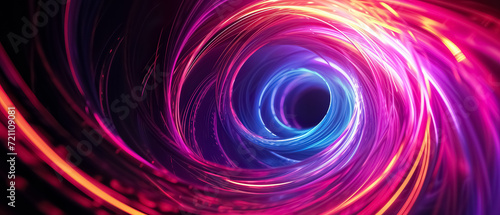 Abstract background with glowing circles spiral ring galaxy colorful swirl glow line, feel is galaxy, background ultra wide 21:9 banner cover photo