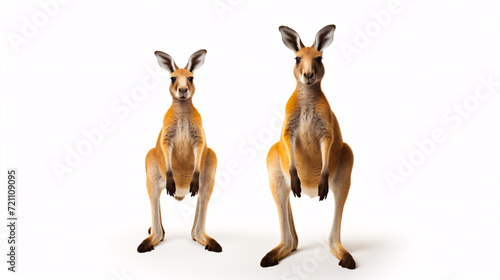 Kangaroos isolated on white background. 3D rendering.