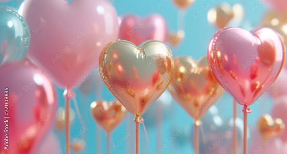 the gold balloons with heart icons in valentine the gold balloons with heart icons in valentine