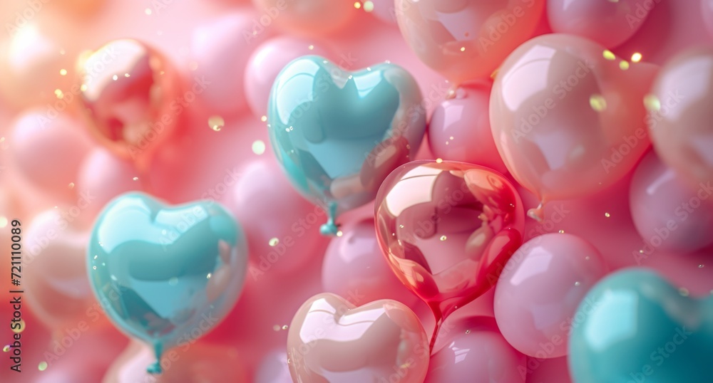 love balloons and balloons on a pink background
