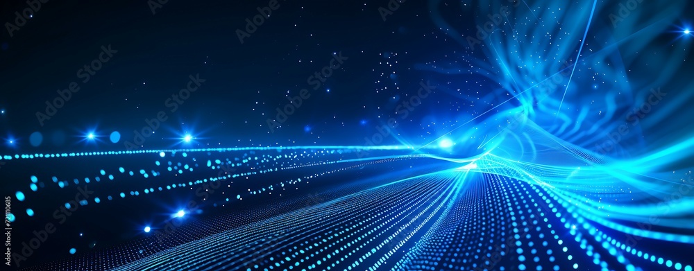 Obraz premium Blue Neon glowing light Background