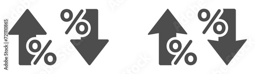 Percentage growth and decline flat vector icons