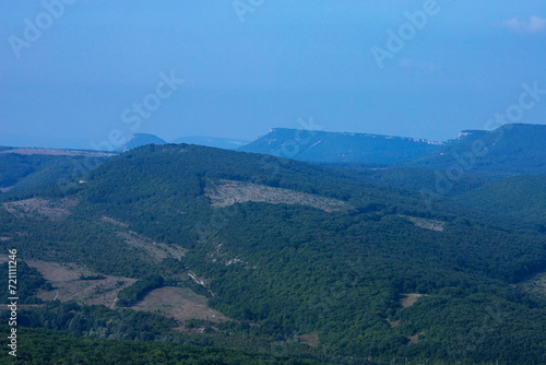 Mountain valley, wave pattern of mountains, mountain peak, mountain landscape, top view. © Iryna