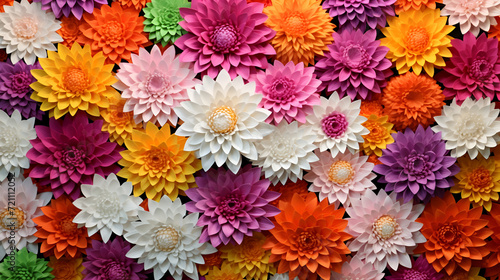 Whimsical Wonderland: Flowers Wall Background Featuring the Amazing Palette of Red, Orange, Pink, and Purple