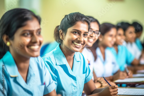 A nursing student in Tamil Nadu. An Indian student studying at a medical university. photo