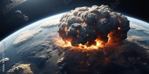 Nuclear bomb explosion on earth no war photo