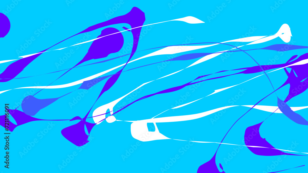 Obraz premium Abstract Purple and white Colored Multiple Brush Drag trails on Cyan Background 