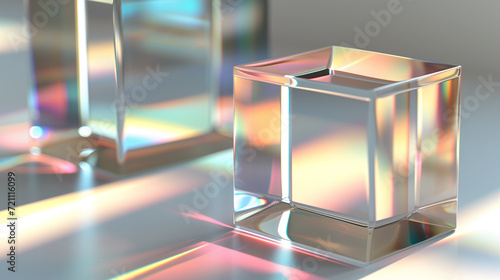 正方形のガラスの3Dモデル。背景画像_シルバー・白色
3D model of glass squares. Chromatic sculpture. White and Silver based wallpaper background [Generative AI] photo