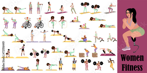 Diversity women doing full body workout