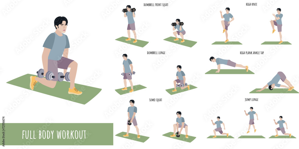 Healthy man doing full body workout