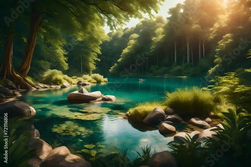  Serene peaceful nature scene in summer