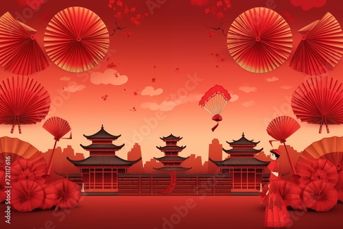 Chinese new year red background illustration photo